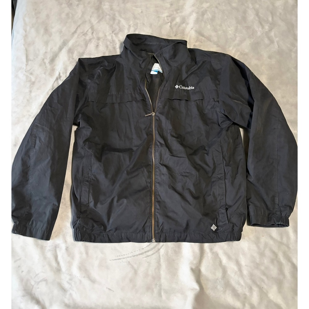 Columbia Mens Black Lightweight Full Zip Windbreaker Jacket Large Mesh Lined